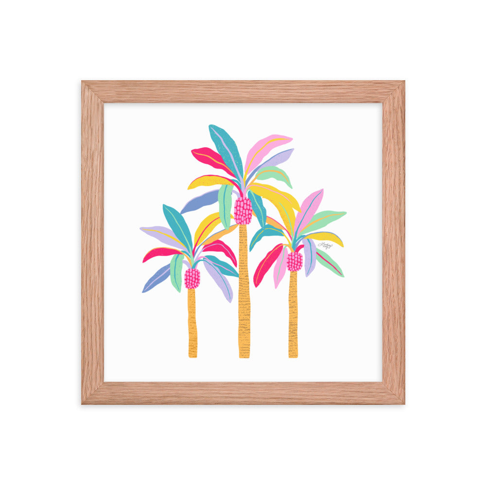 Palm Tree Illustration (Pastel Palette) - Framed Matte Print