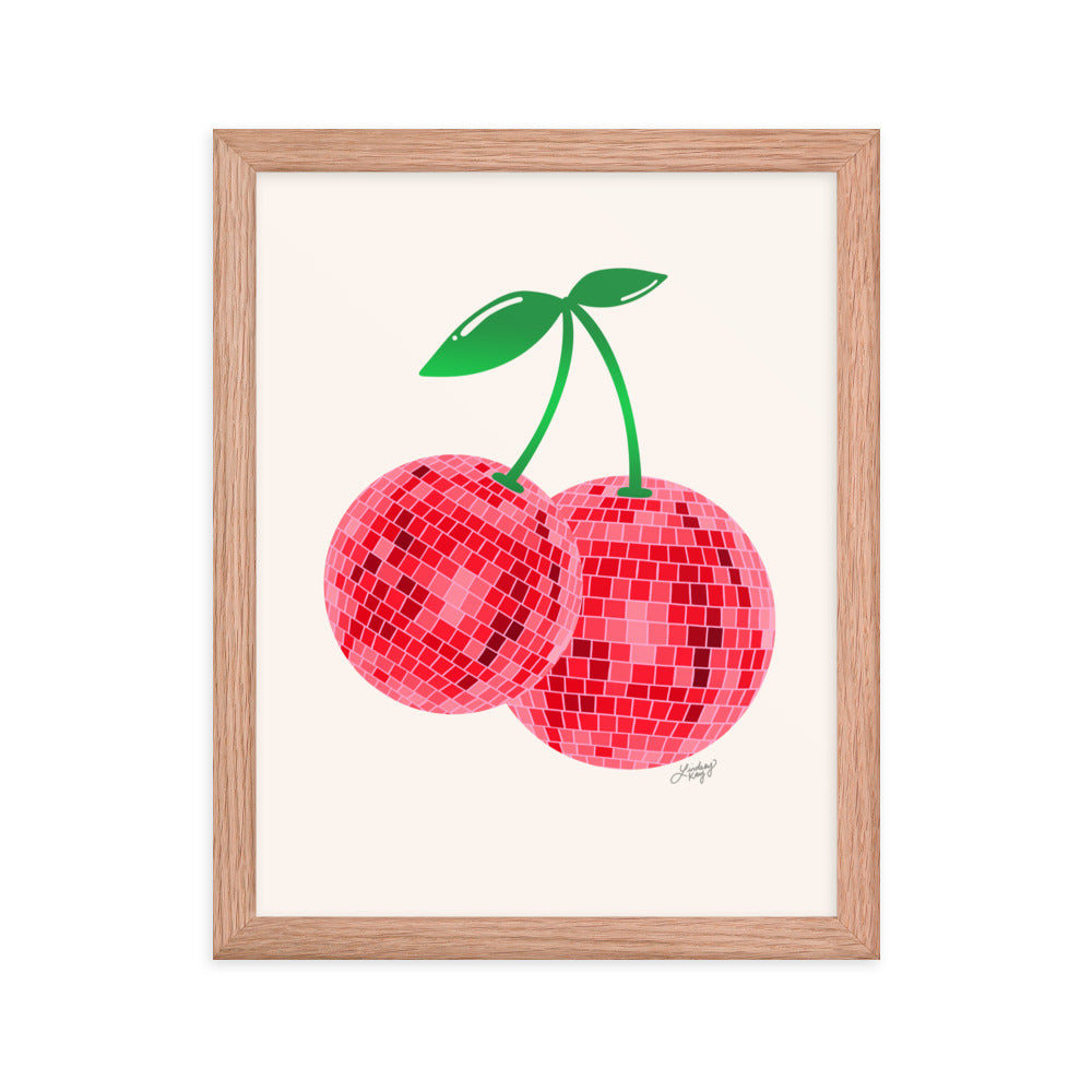 Cerises Disco Ball - Impression mate encadrée