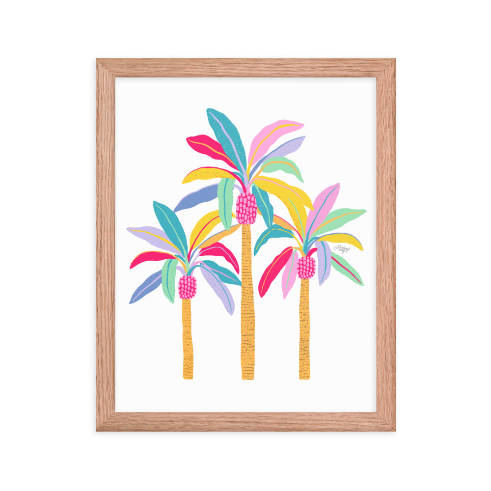 Palm Tree Illustration (Pastel Palette) - Framed Matte Print