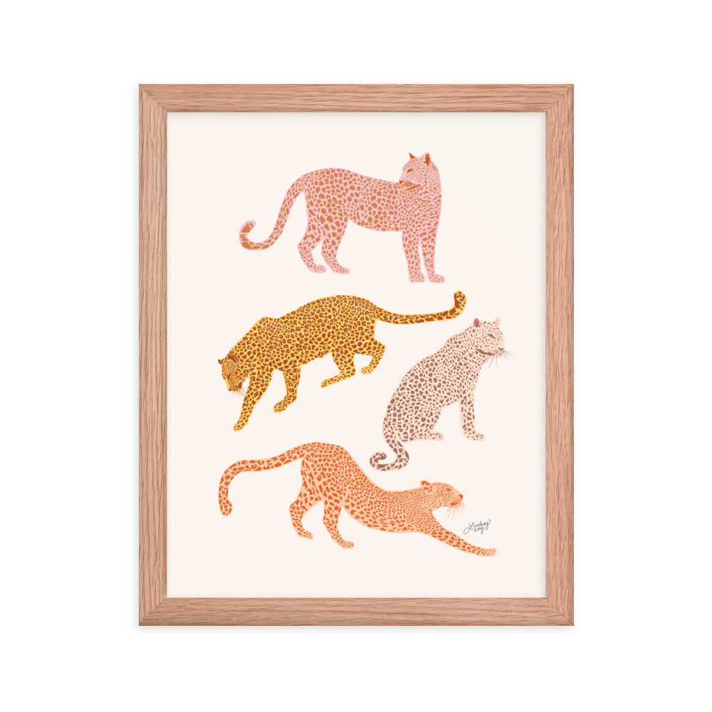 Leopards Illustration (Warm Palette) - Framed Matte Print - Lindsey Kay Collective