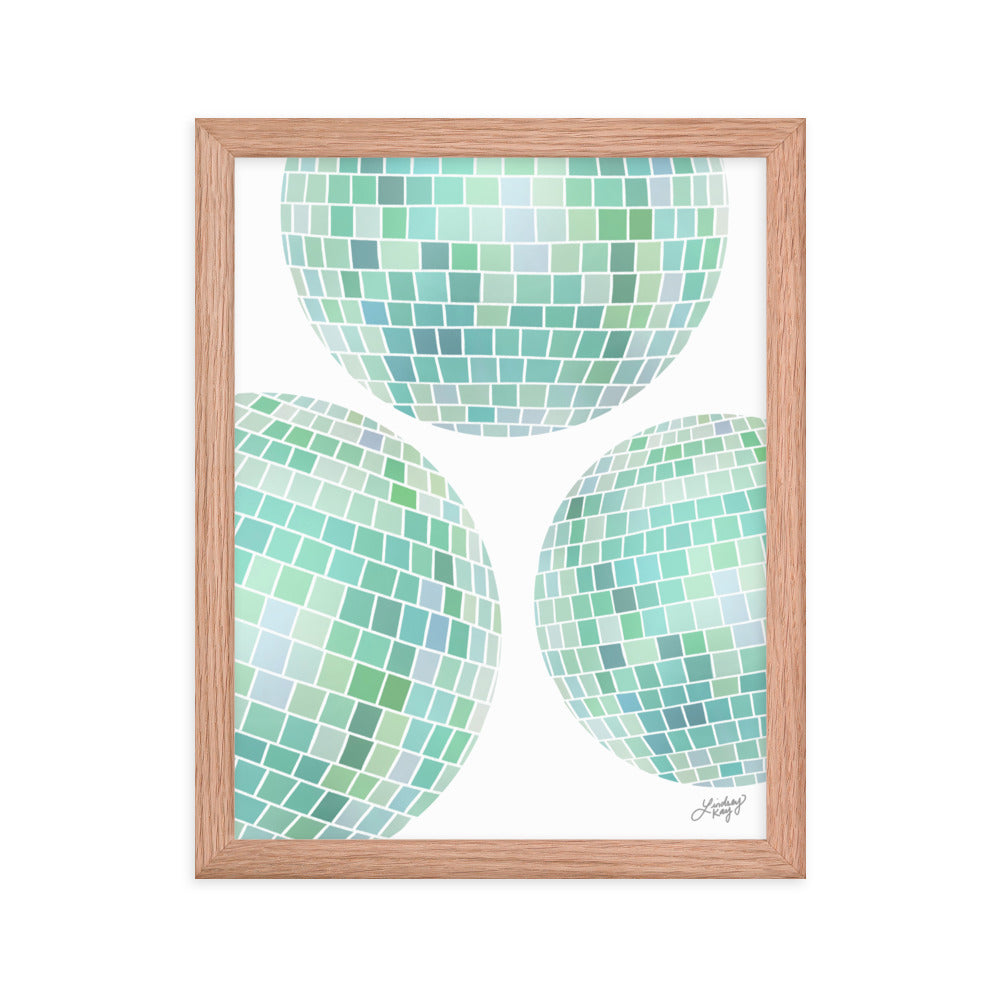 Illustration de boules disco vertes - Impression mate encadrée