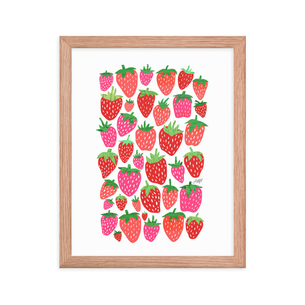 Illustration de fraises - Impression mate encadrée