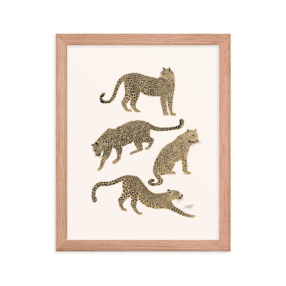 Leopards Illustration (Tan Palette) - Framed Matte Print - Lindsey Kay Collective