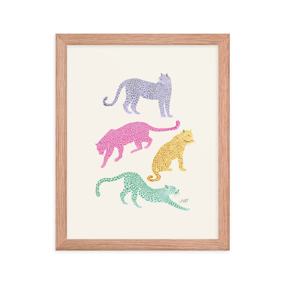 Colorful Leopards - Framed Matte Print