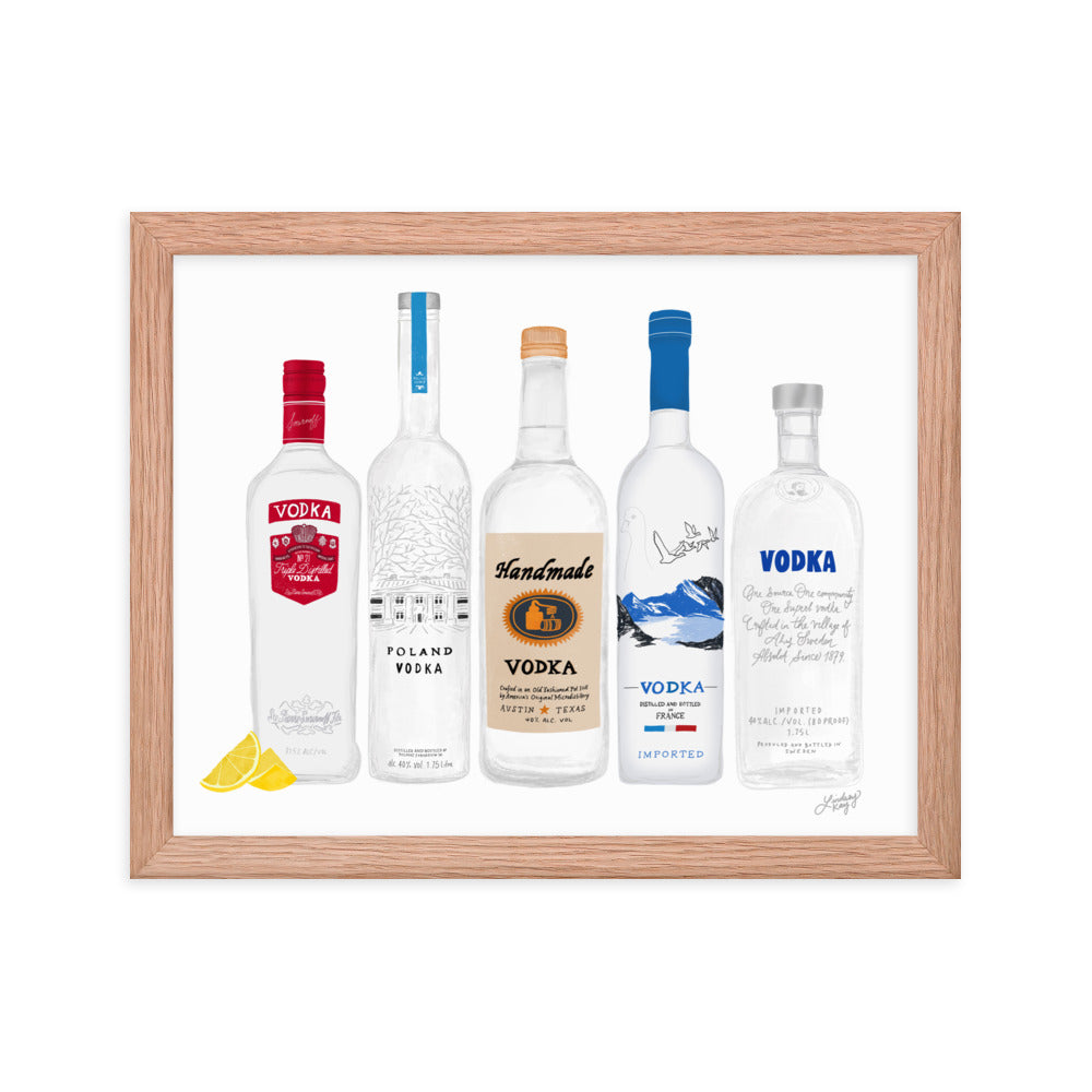 Illustration de bouteilles de vodka - Impression mate encadrée
