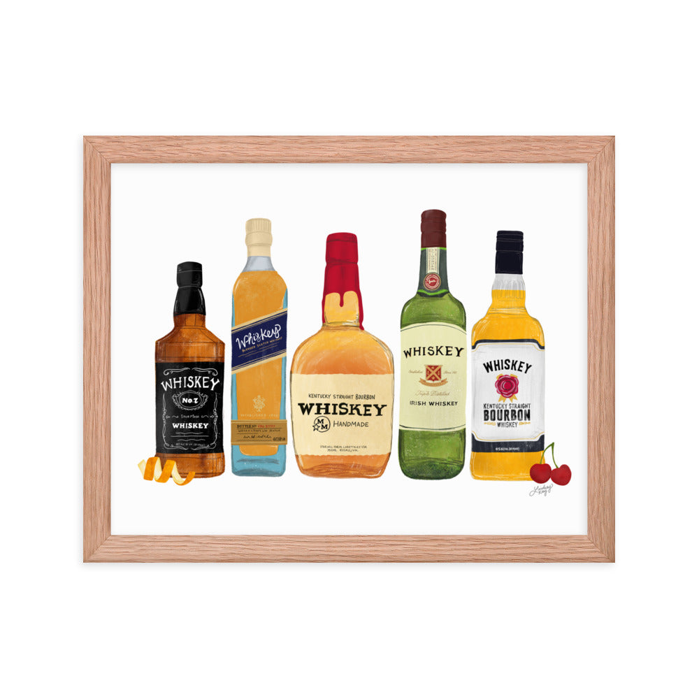 Whiskey Bottlees - Framed Matte Print - Lindsey Kay Collective