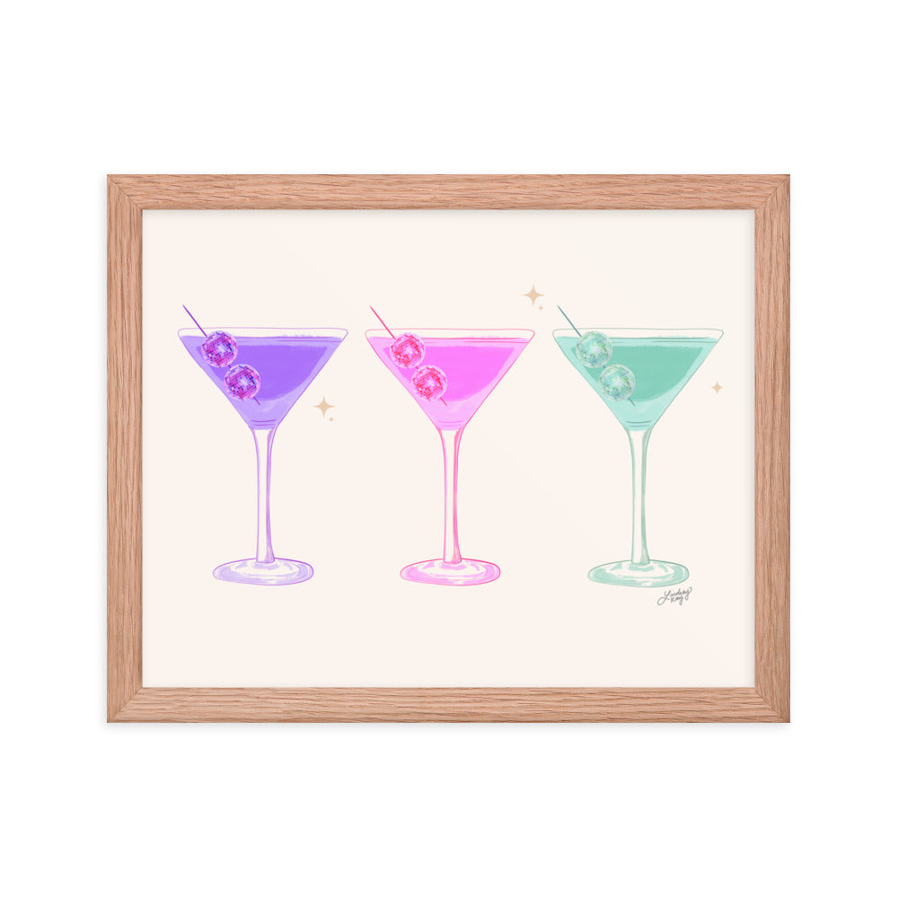 Gafas de Martini Disco Balls - Impresión mate enmarcada