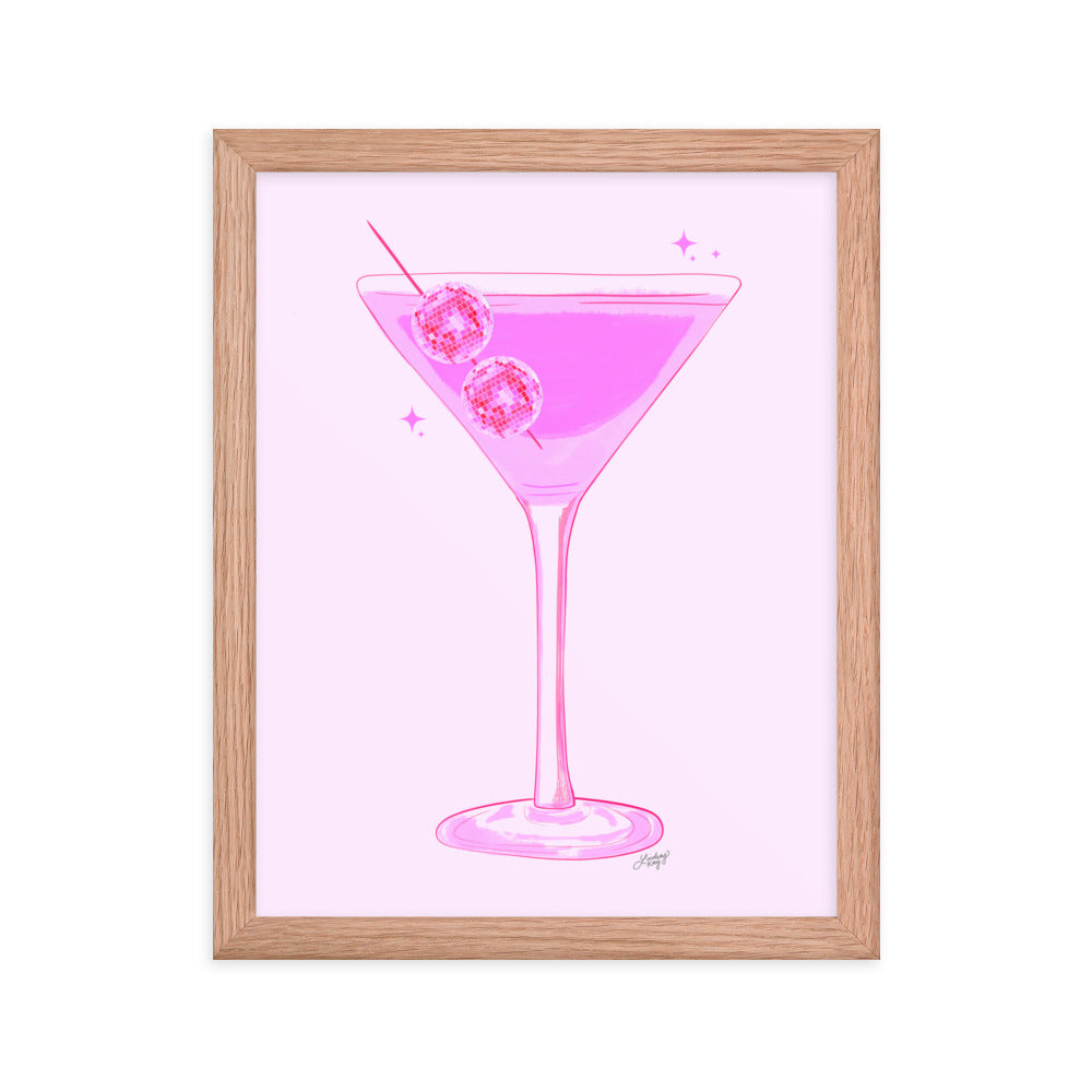 Illustration de boule disco Martini - Impression mate encadrée