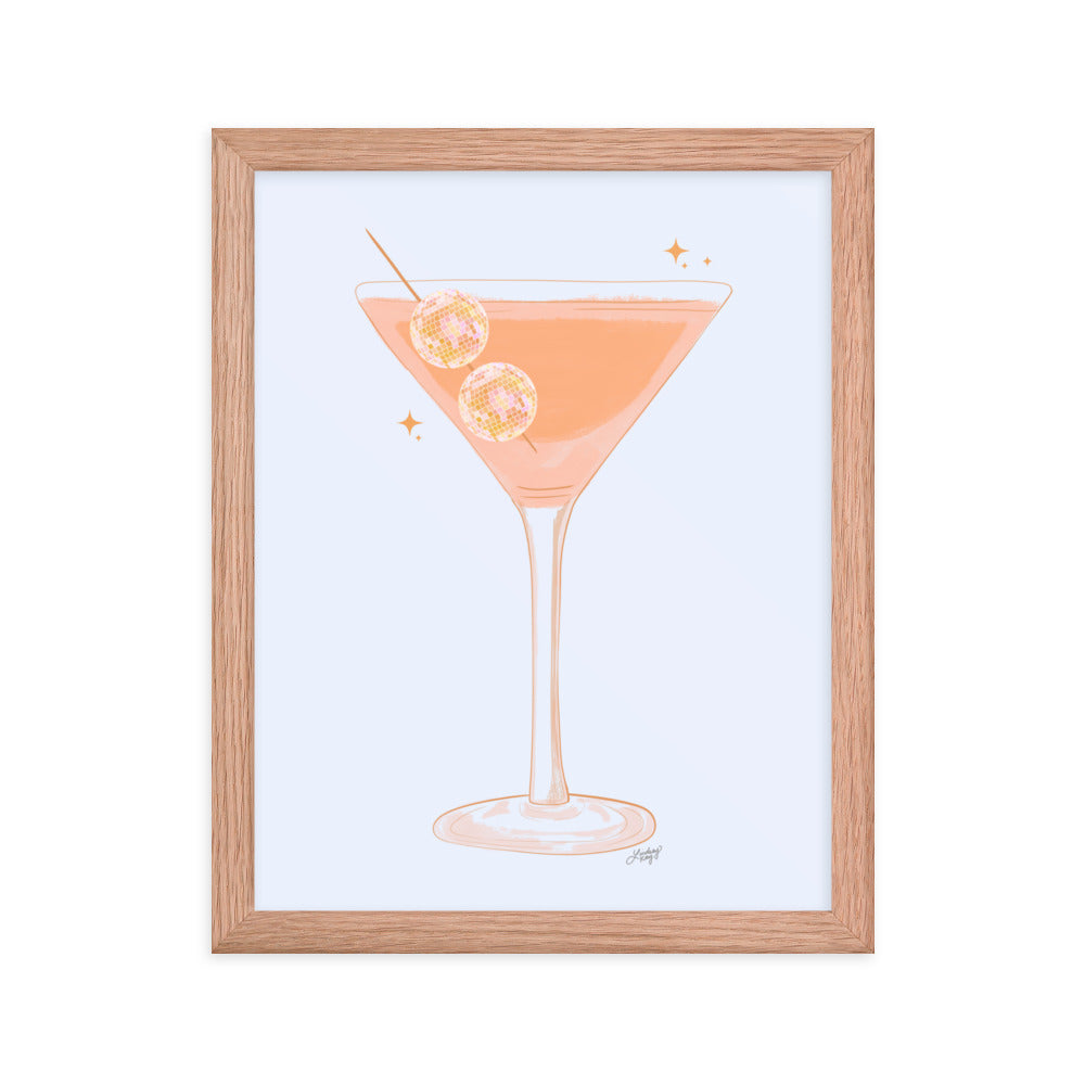 Ilustración de Disco Ball Martini - Impresión mate enmarcada
