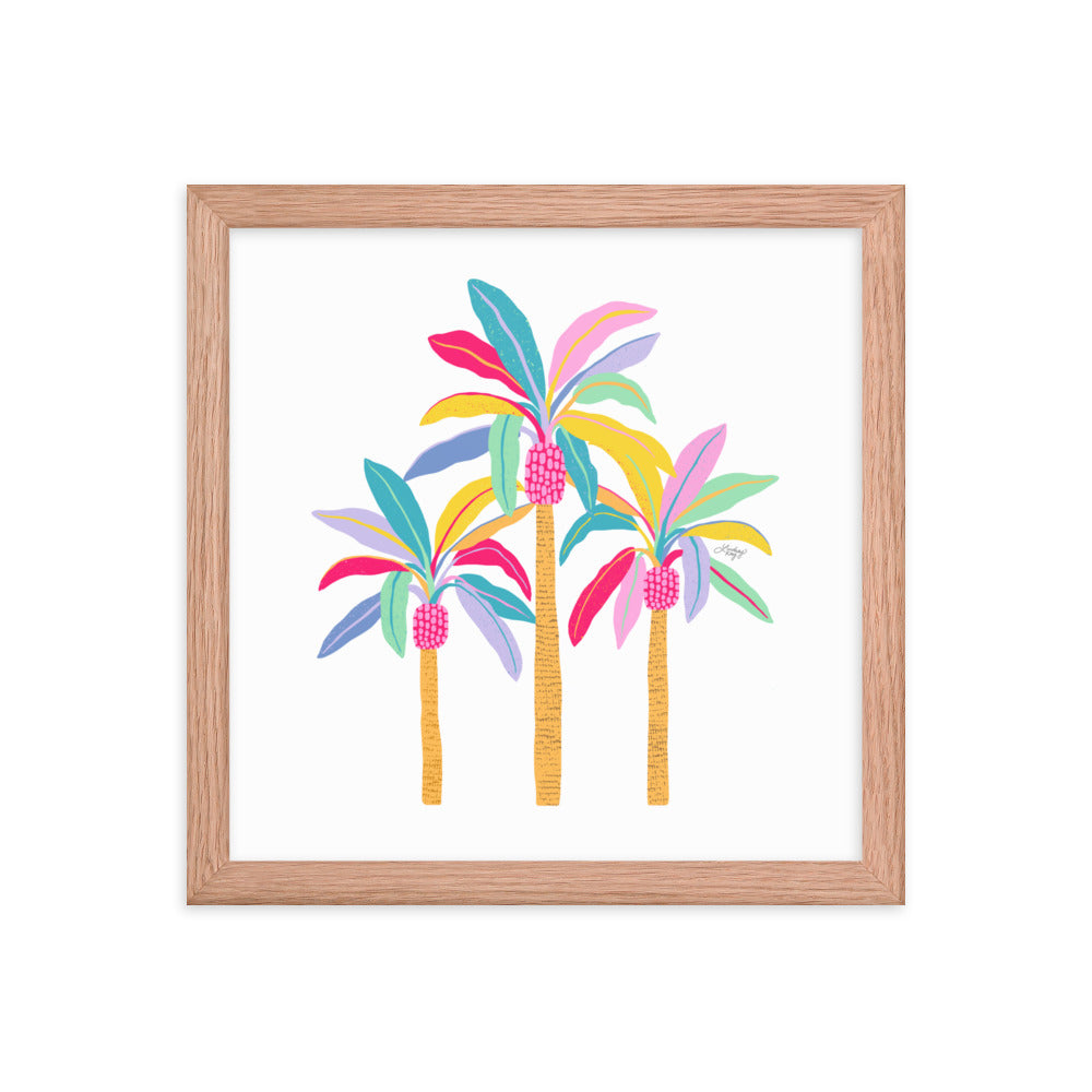 Palm Tree Illustration (Pastel Palette) - Framed Matte Print