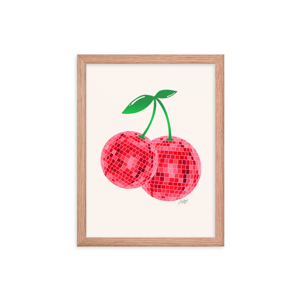 Cerises Disco Ball - Impression mate encadrée