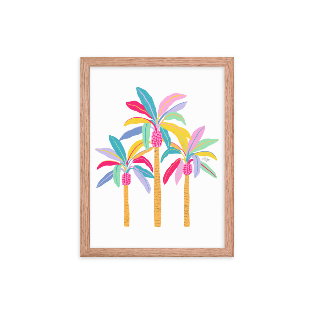 Palm Tree Illustration (Pastel Palette) - Framed Matte Print