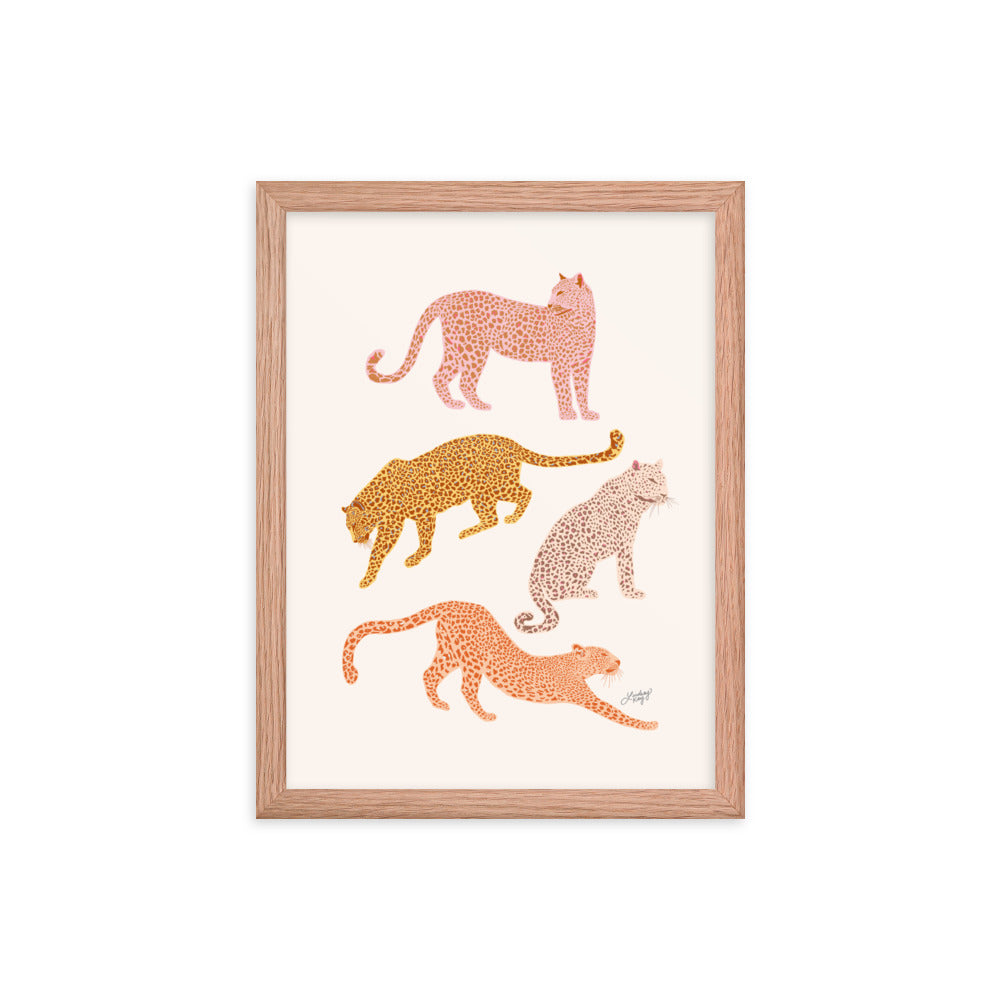 Leopards Illustration (Warm Palette) - Framed Matte Print - Lindsey Kay Collective