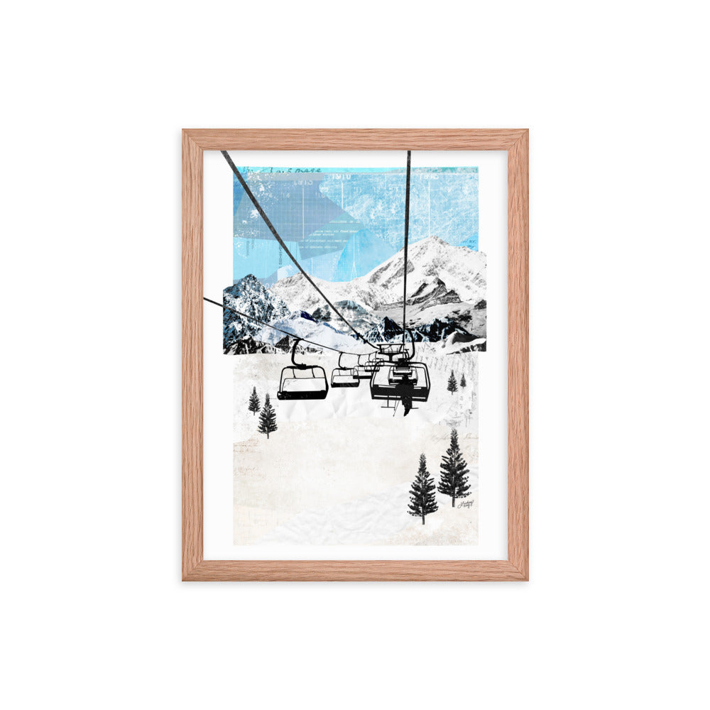 Paysage de télésiège de montagne - Impression d'art encadrée