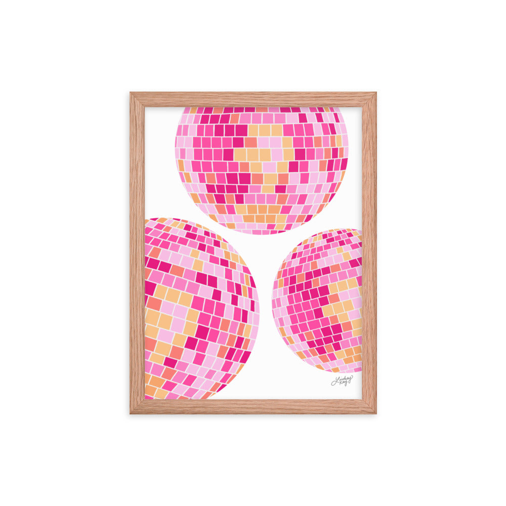 Disco Balls (Pink/Yellow Palette) - Framed Matte Print