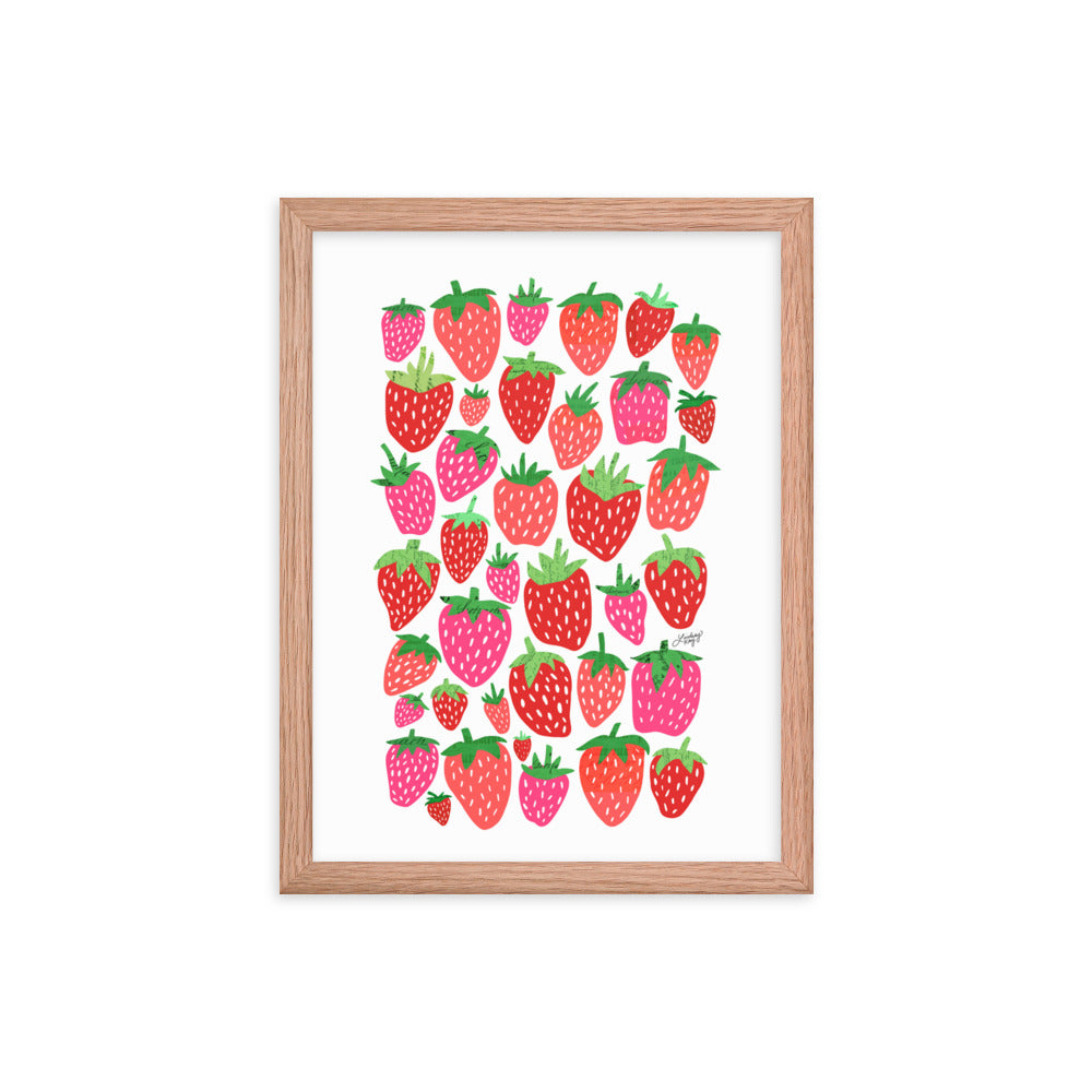 Illustration de fraises - Impression mate encadrée