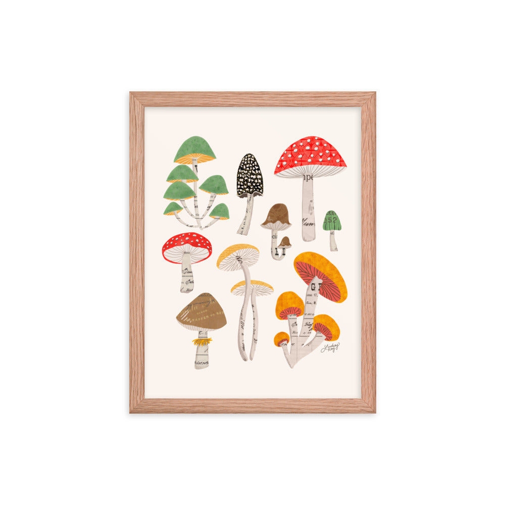 Mushroom Collage Illustration - Framed Matte Print - Lindsey Kay Collective