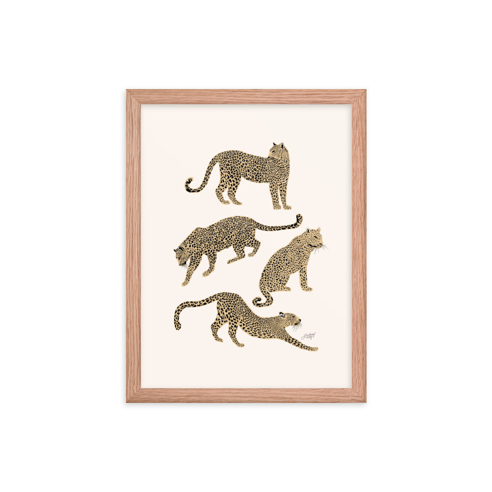 Leopards Illustration (Tan Palette) - Framed Matte Print - Lindsey Kay Collective