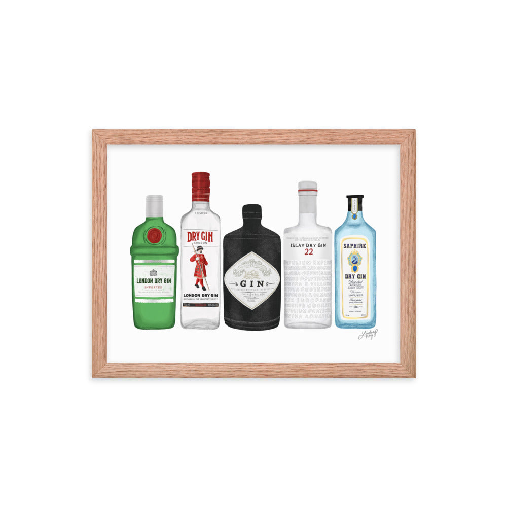 Gin Bottles Illustration - Framed Matte Print - Lindsey Kay Collective