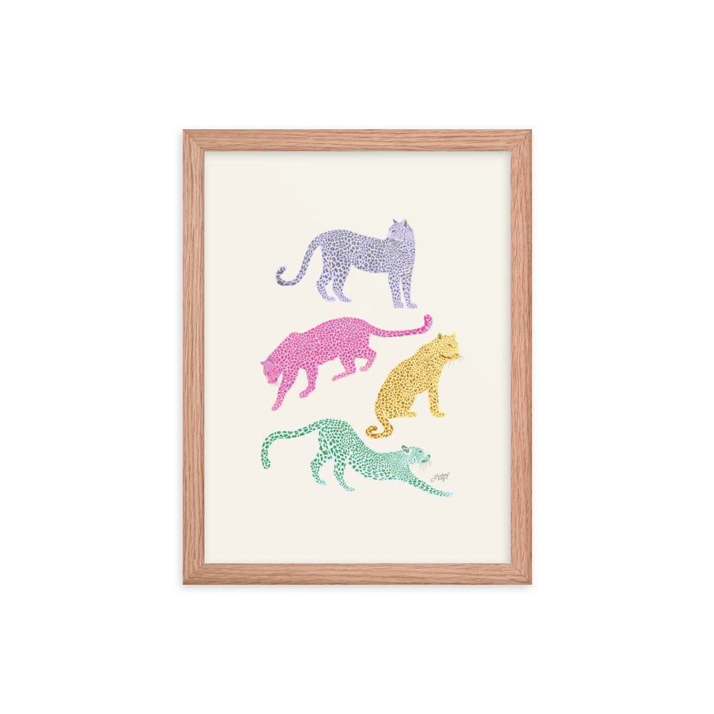 Colorful Leopards - Framed Matte Print