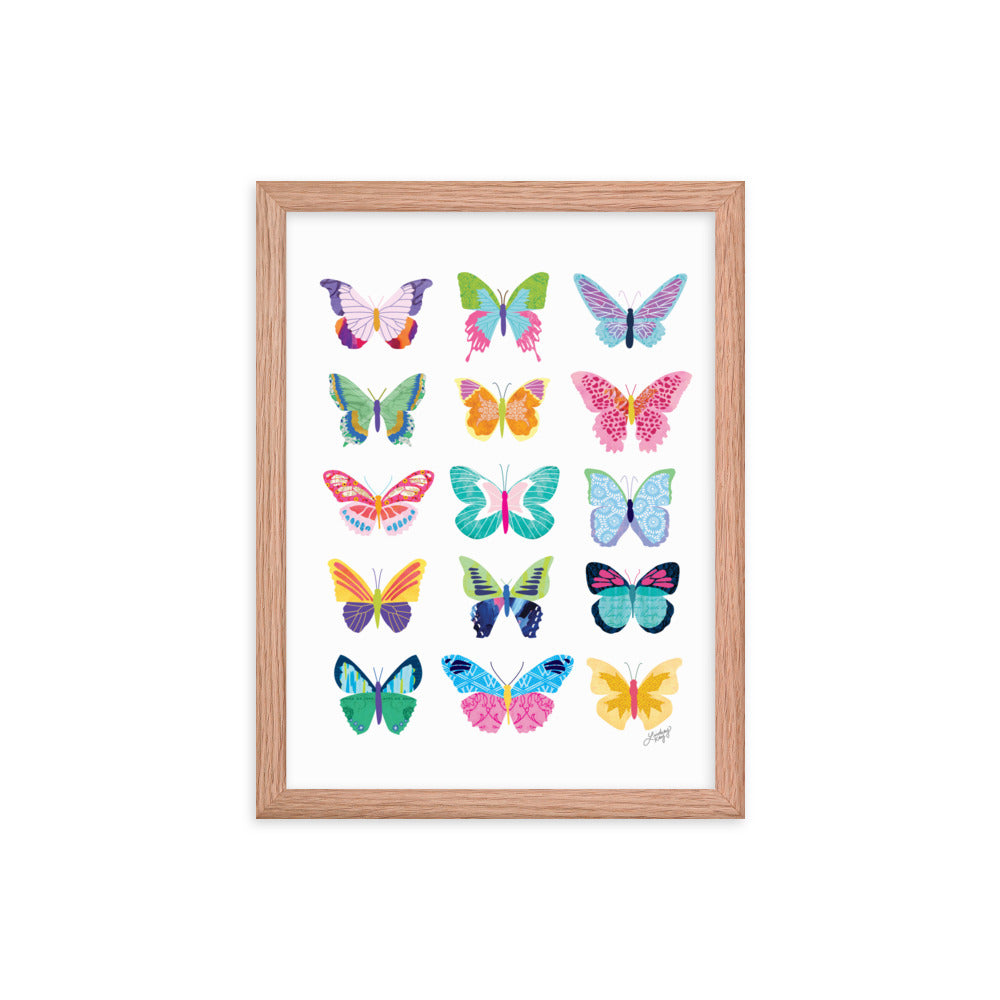 Collage de papillons colorés - Impression mate encadrée