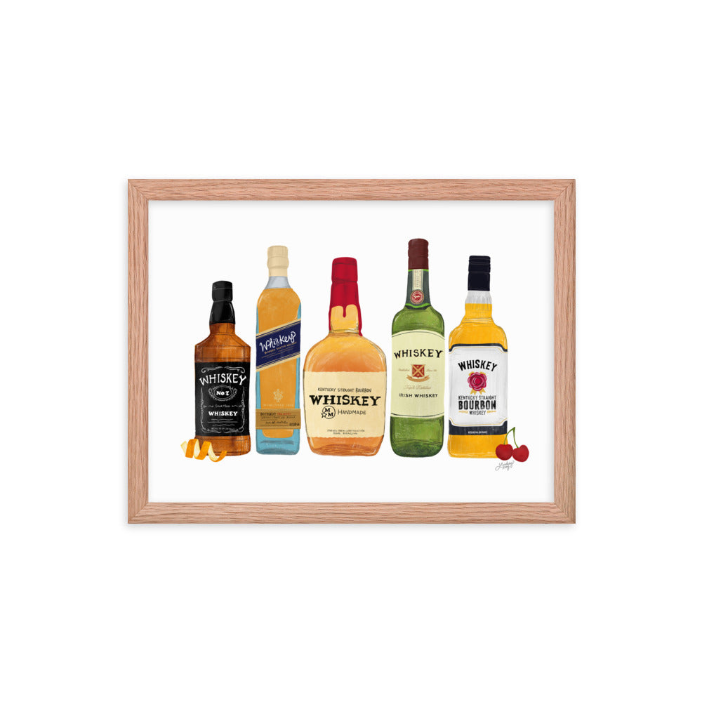 Whiskey Bottlees - Framed Matte Print - Lindsey Kay Collective