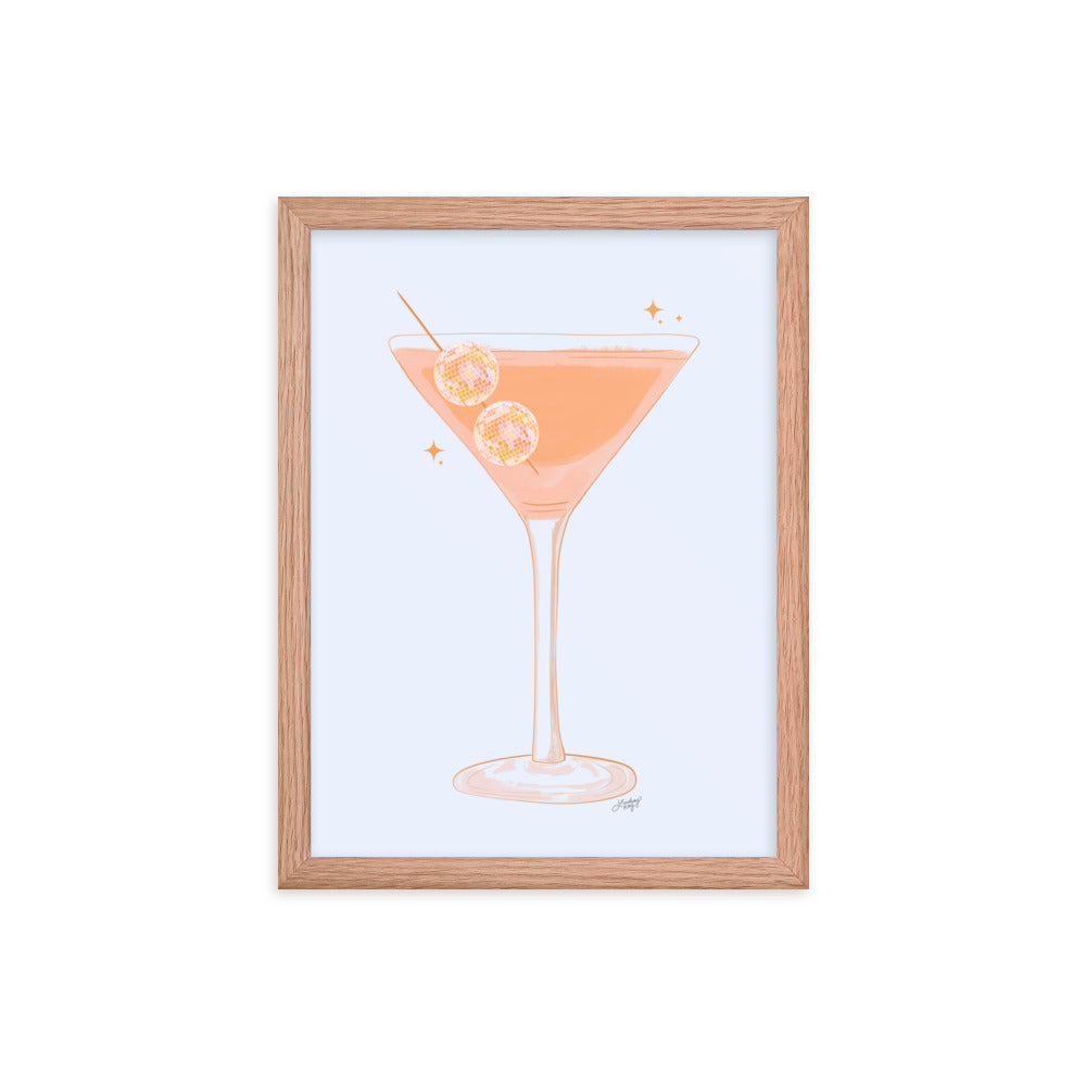 Illustration de boule disco Martini - Impression mate encadrée