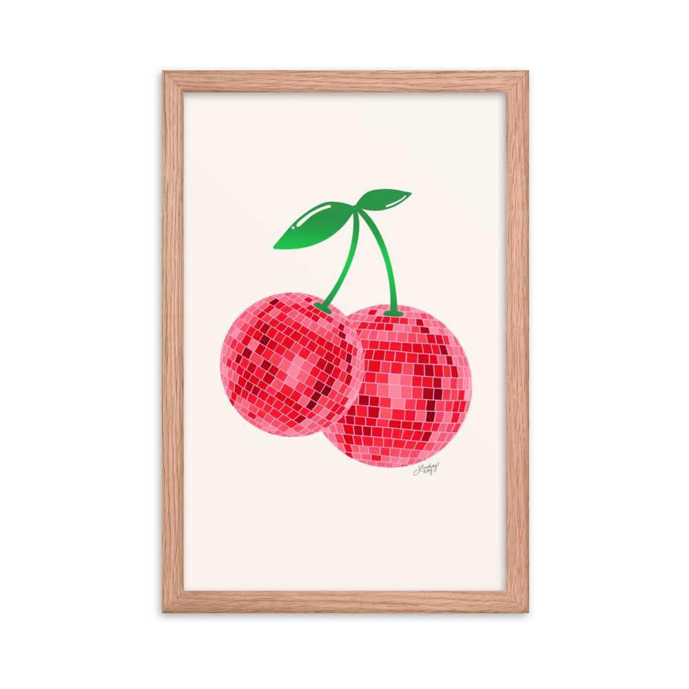 Cerises Disco Ball - Impression mate encadrée