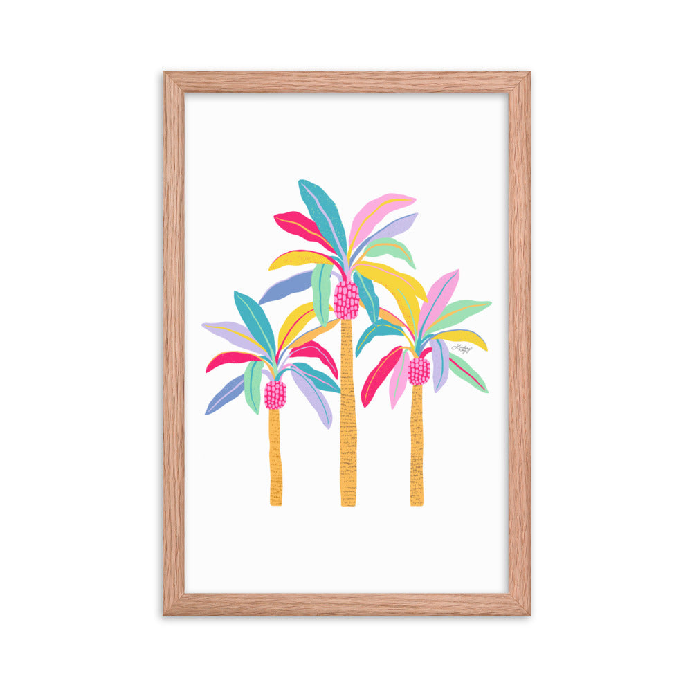 Palm Tree Illustration (Pastel Palette) - Framed Matte Print