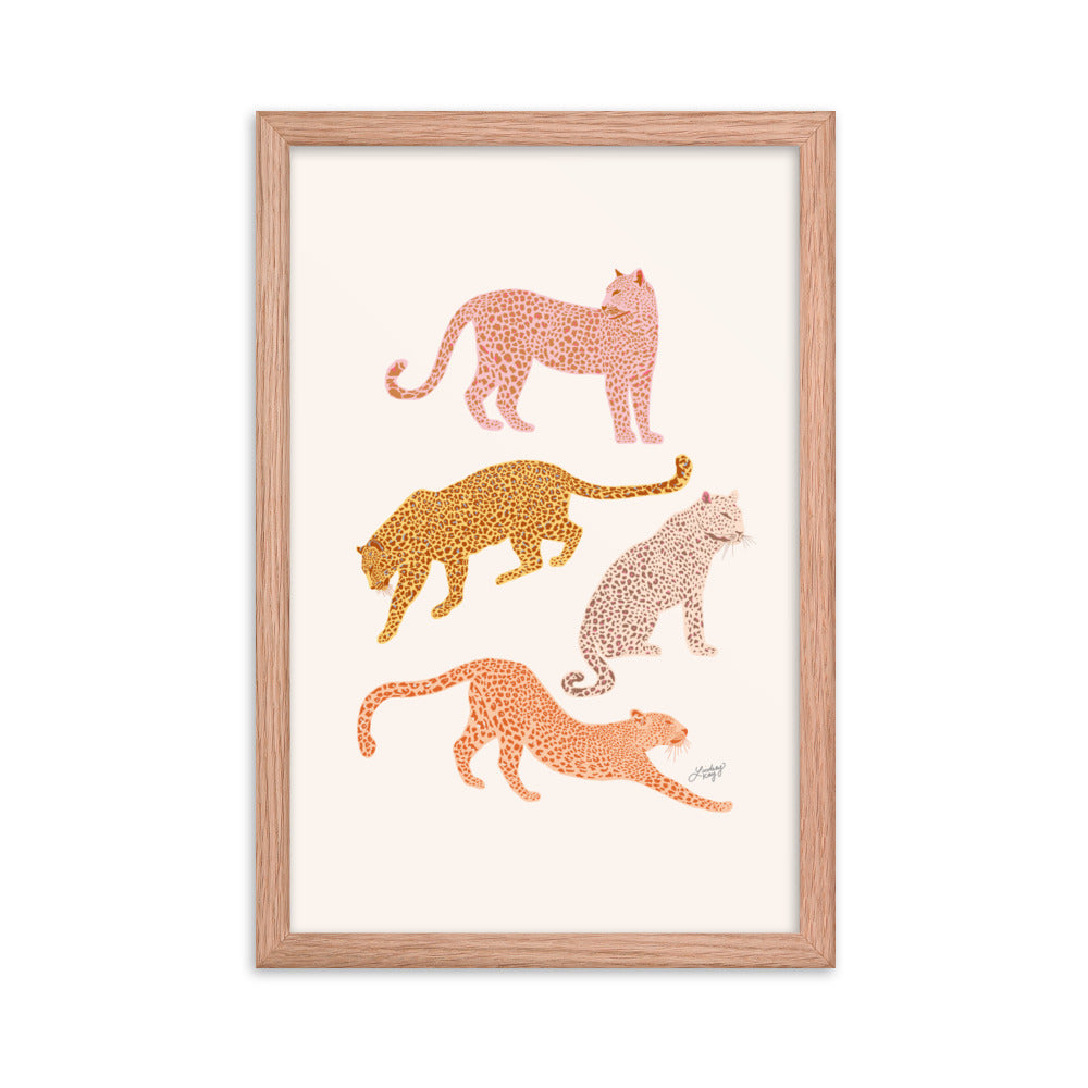 Leopards Illustration (Warm Palette) - Framed Matte Print - Lindsey Kay Collective