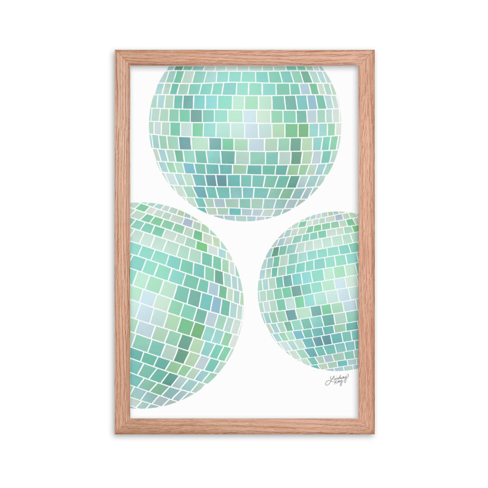 Illustration de boules disco vertes - Impression mate encadrée