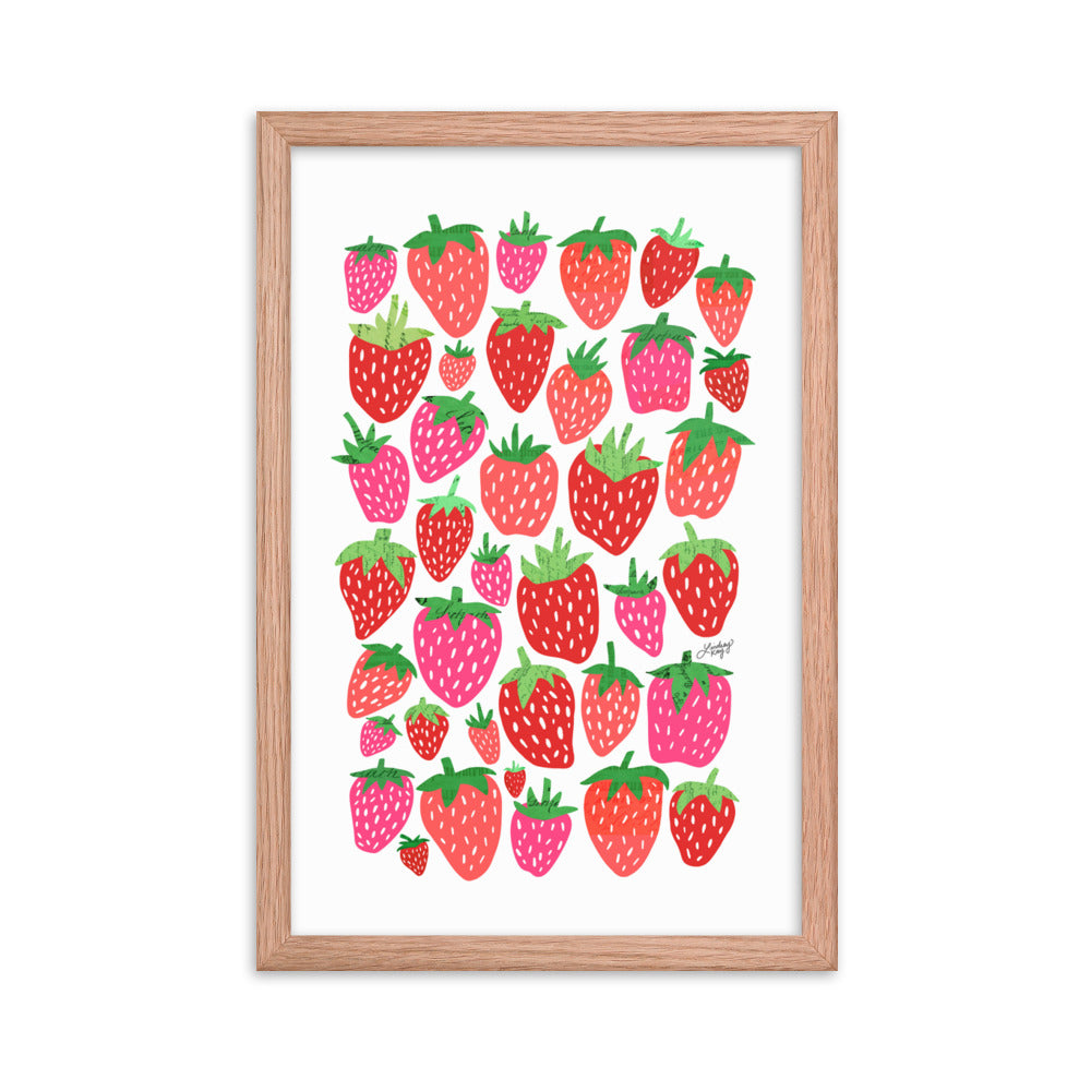 Illustration de fraises - Impression mate encadrée