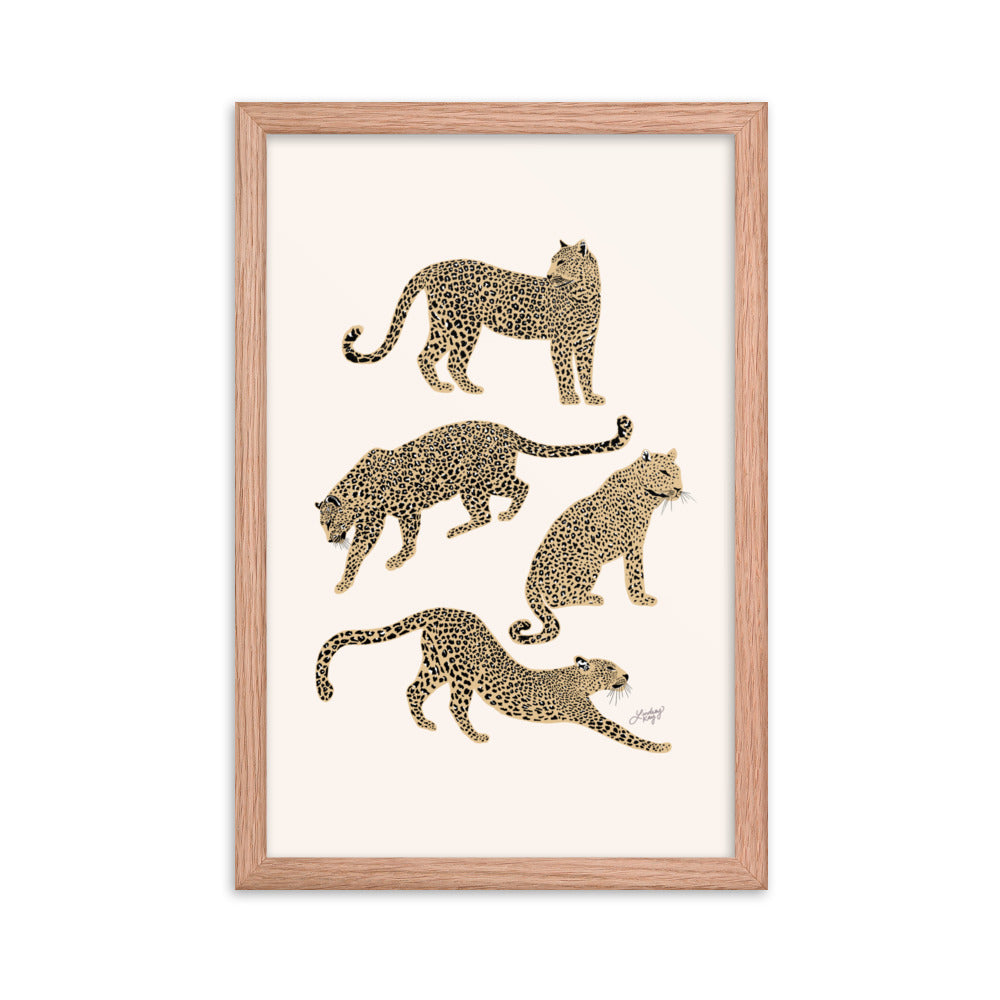 Leopards Illustration (Tan Palette) - Framed Matte Print - Lindsey Kay Collective