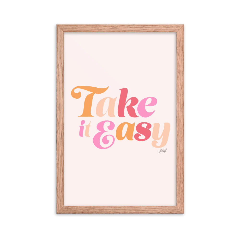 Tómelo con calma (paleta rosa) - Impresión mate enmarcada
