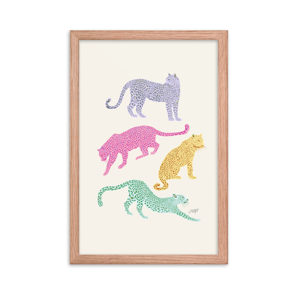 Colorful Leopards - Framed Matte Print