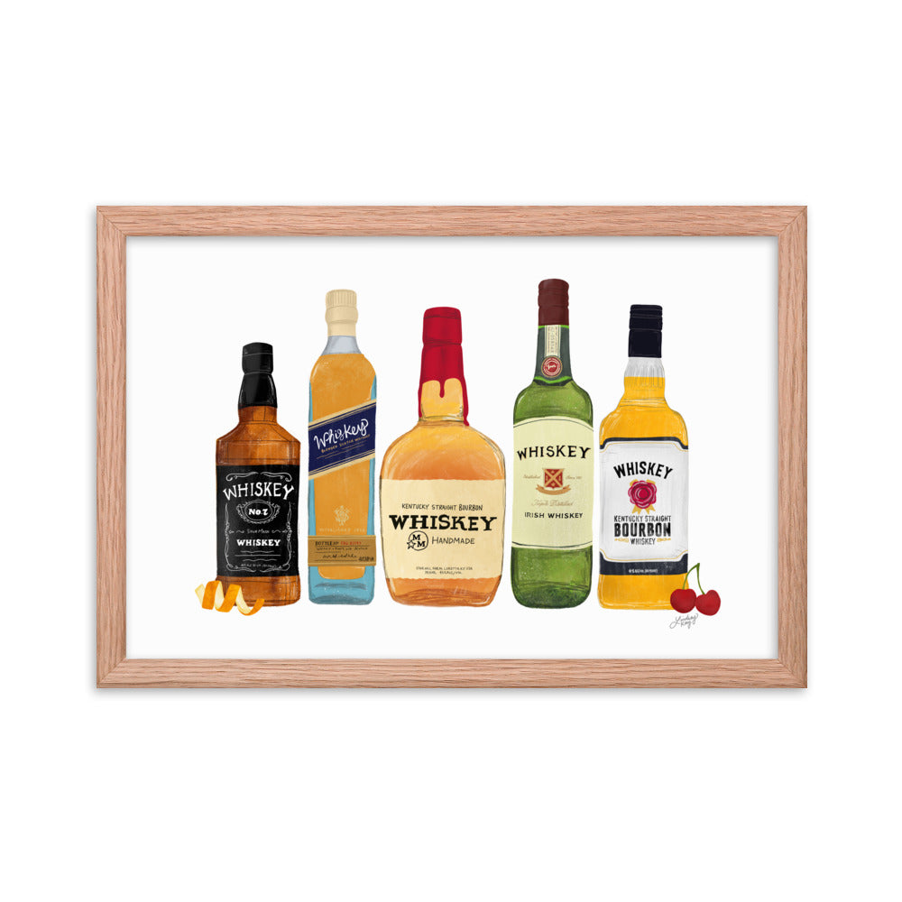 Whiskey Bottlees - Framed Matte Print - Lindsey Kay Collective