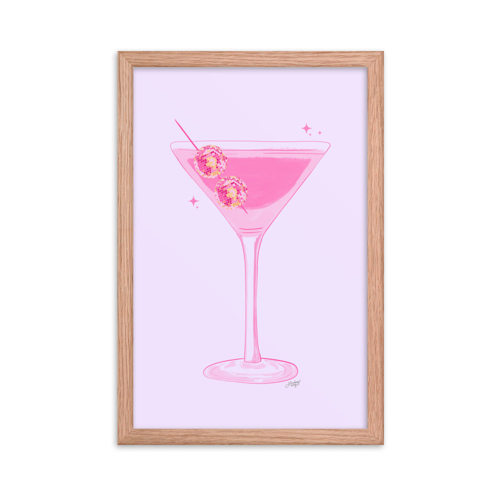 Illustration de boule disco Martini - Impression mate encadrée