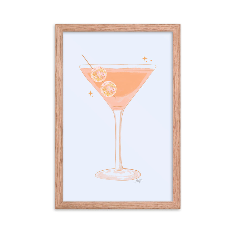 Illustration de boule disco Martini - Impression mate encadrée