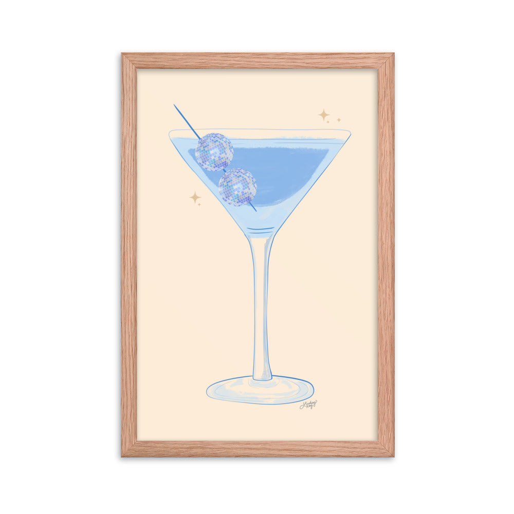 Illustration de boule disco Martini - Impression mate encadrée
