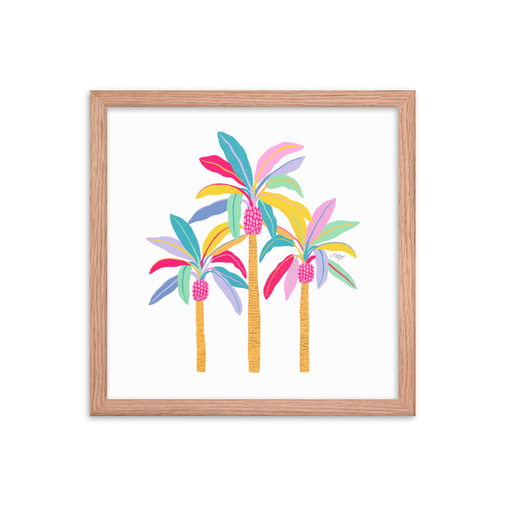 Palm Tree Illustration (Pastel Palette) - Framed Matte Print