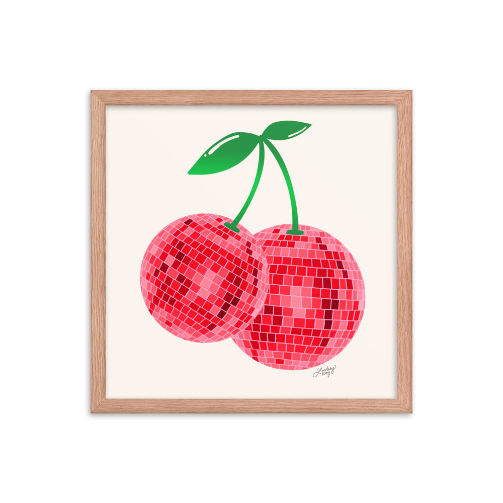 Cerises Disco Ball - Impression mate encadrée