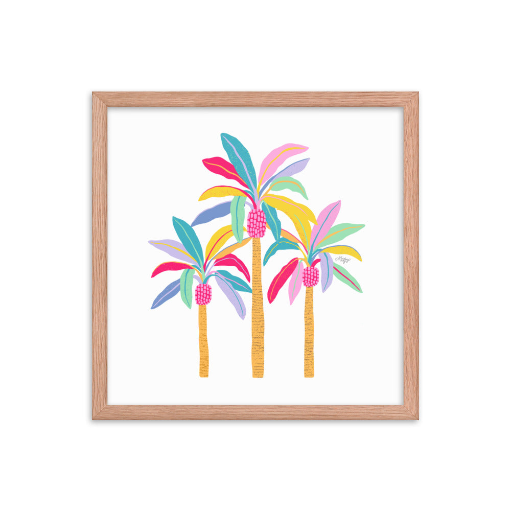 Palm Tree Illustration (Pastel Palette) - Framed Matte Print