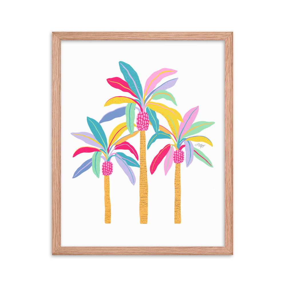 Palm Tree Illustration (Pastel Palette) - Framed Matte Print