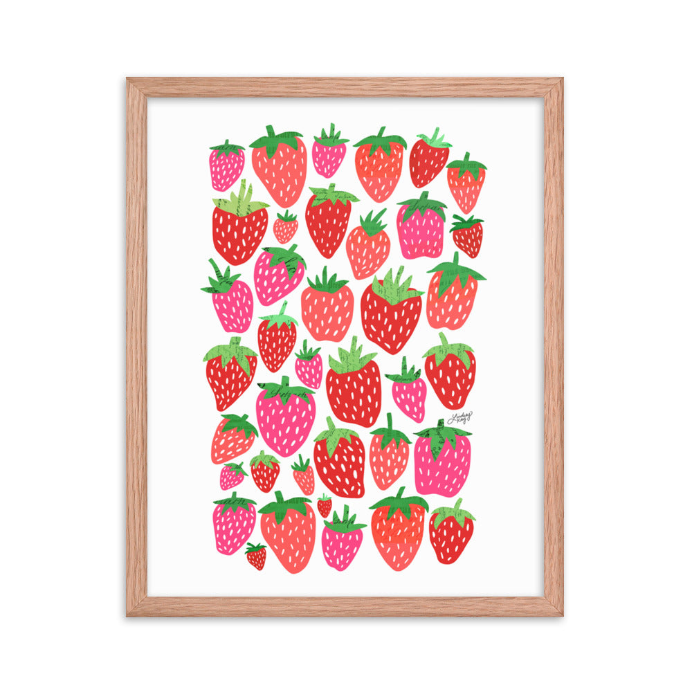 Illustration de fraises - Impression mate encadrée