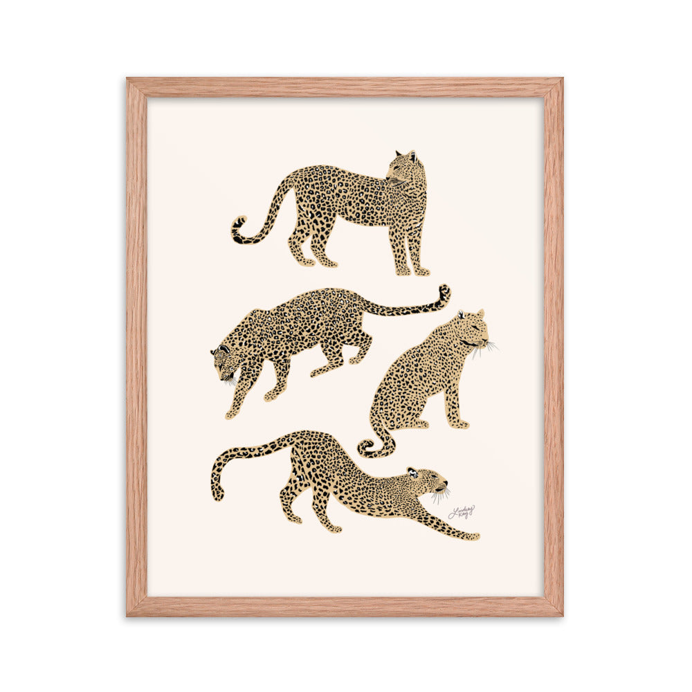 Leopards Illustration (Tan Palette) - Framed Matte Print - Lindsey Kay Collective