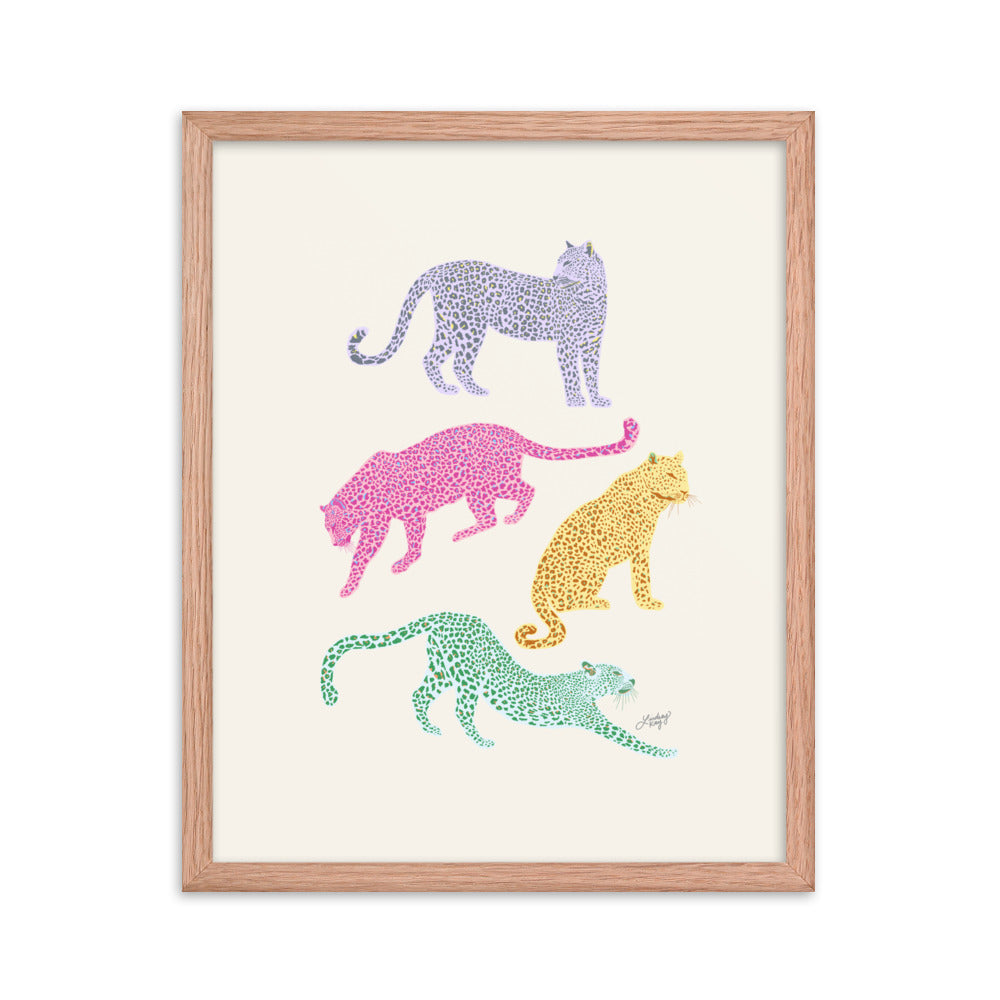 Colorful Leopards - Framed Matte Print