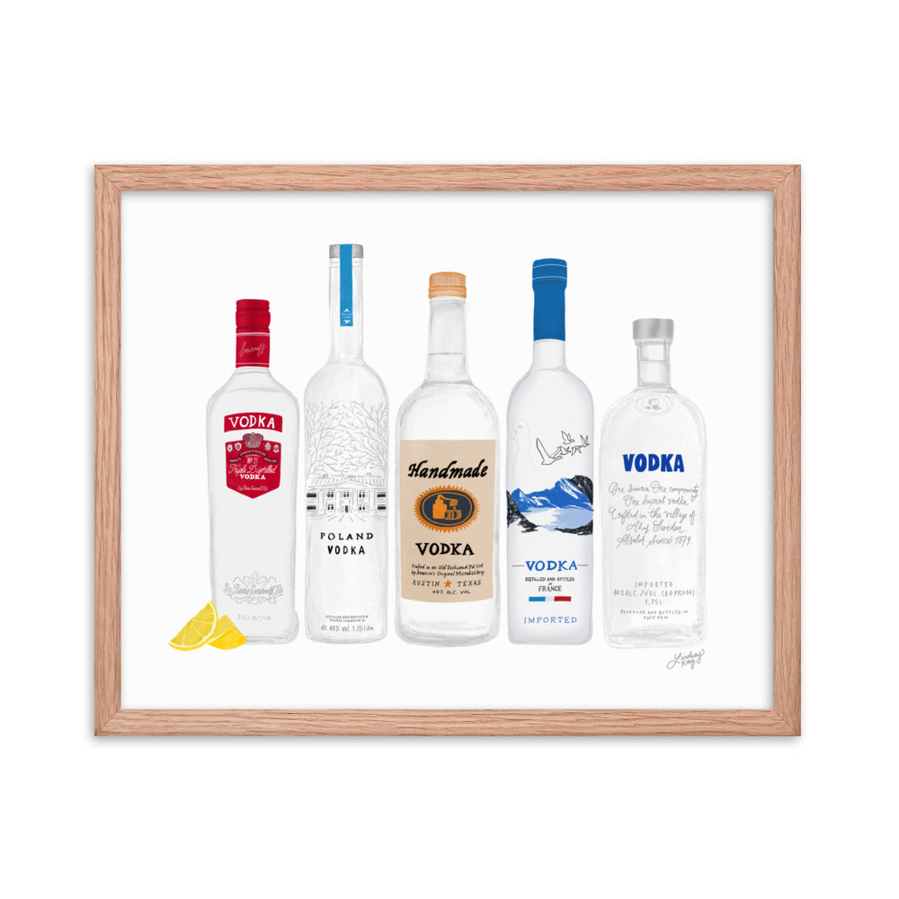 Illustration de bouteilles de vodka - Impression mate encadrée