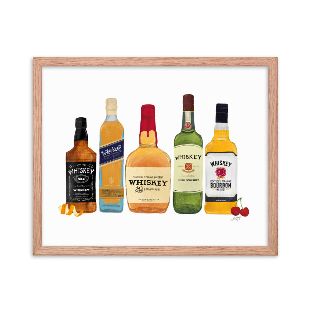 Whiskey Bottlees - Framed Matte Print - Lindsey Kay Collective
