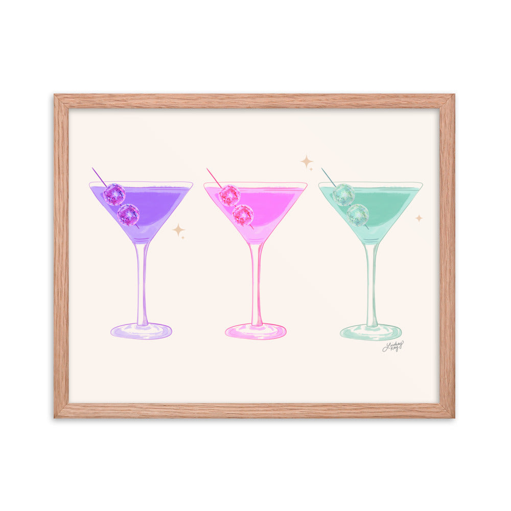 Gafas de Martini Disco Balls - Impresión mate enmarcada