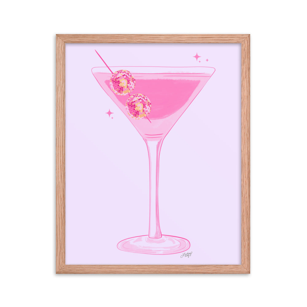 Illustration de boule disco Martini - Impression mate encadrée